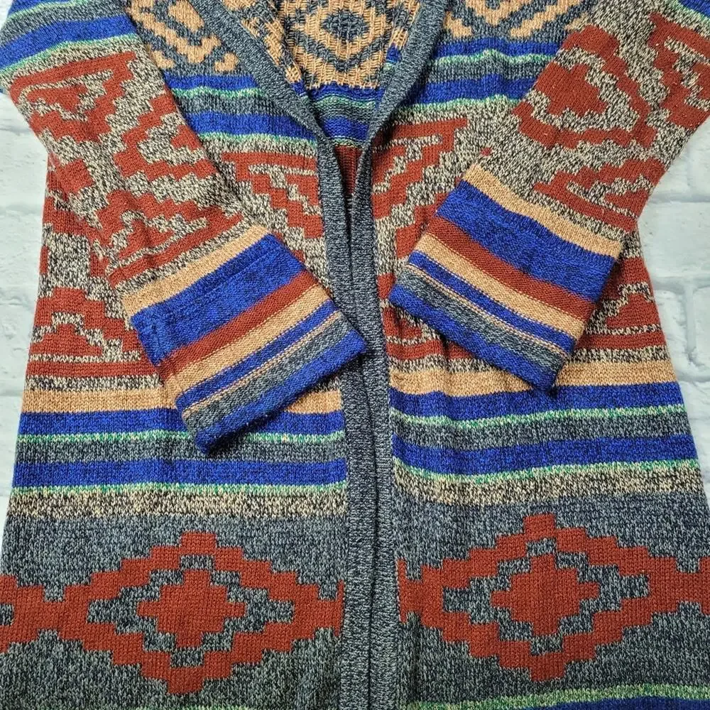 Cable & Gauge Long Southwestern Style Cardigan Sweater size Medium - Picture 8 of 15